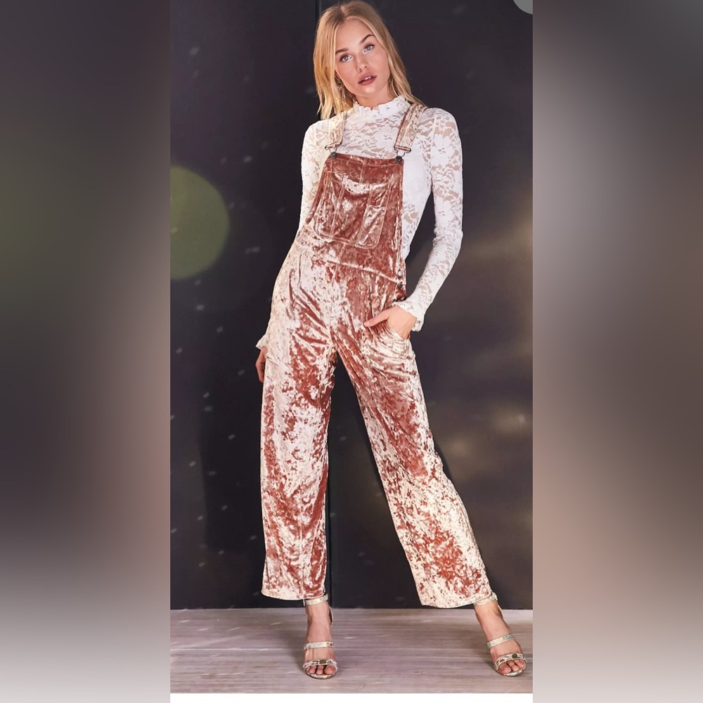 UO velvet overalls rose gold ~ BDG Urban Outfitters